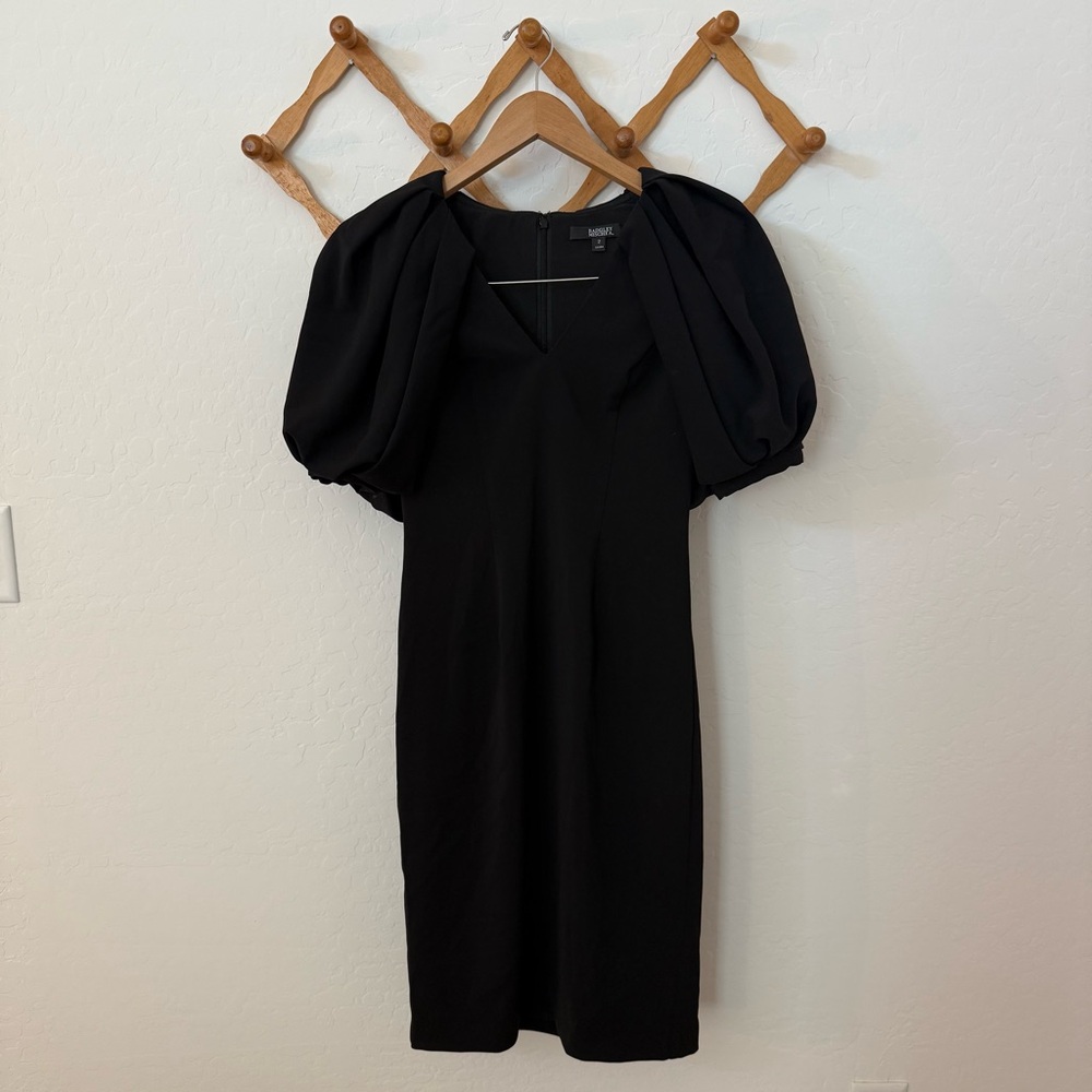 Badgley Mischka Black Puff Sleeve Dress